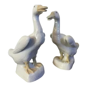 Chinese Export Porcelain Ducks Figures- A Pair