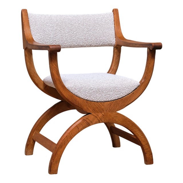 Kurul Armchair in Oak and Rubelli Bouclé by Henning Kjærnulf, Denmark, 1960s For Sale