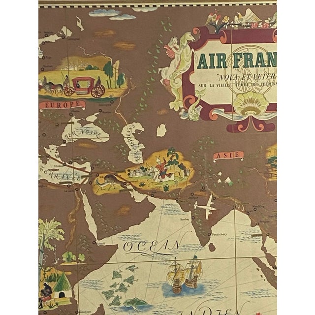 French 1939 Lucien Boucher, Air France 'Nova Et Vetera' Poster Map, Paris France For Sale - Image 3 of 13