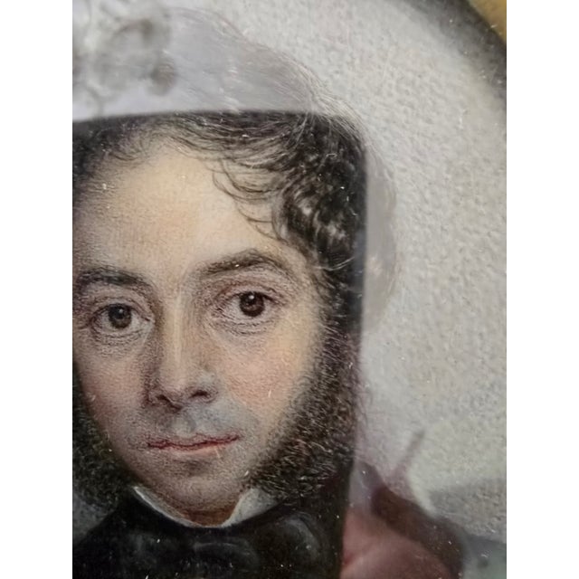 A true museum quality antique miniature painting of a distinguished gentleman wearing a tuxedo ( guaranteed handpainted...