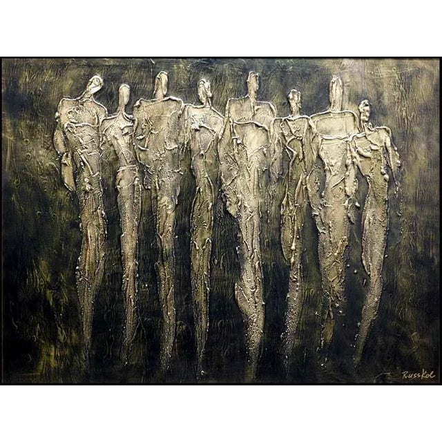 Impressionist "Untitled" Mixed Media With Oil Acrylic Painting by Irina Russkol, Hand Signed & Framed For Sale - Image 3 of 4