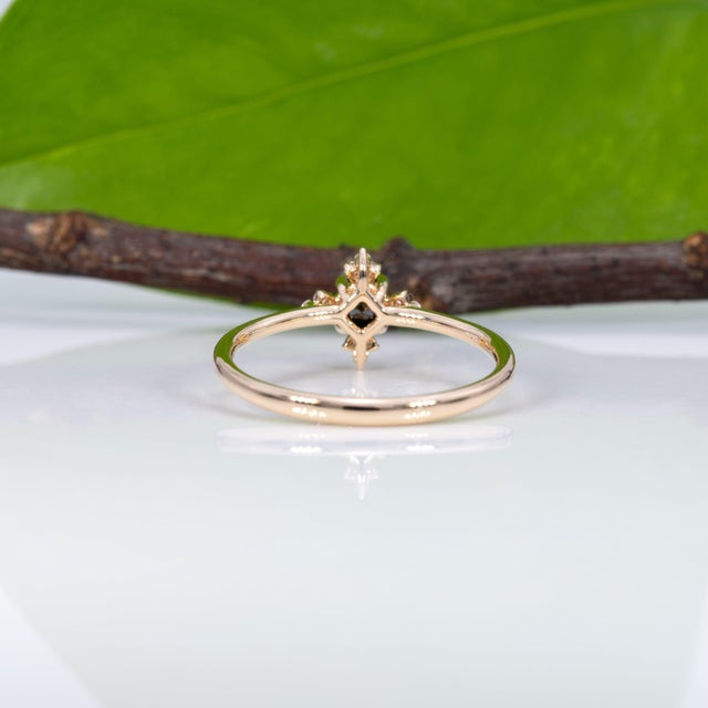 Black Black Diamond Ring With Earth-Mined Diamond Accents: Solid 14k Gold, 3.6mm, Size 6.75 For Sale - Image 8 of 9
