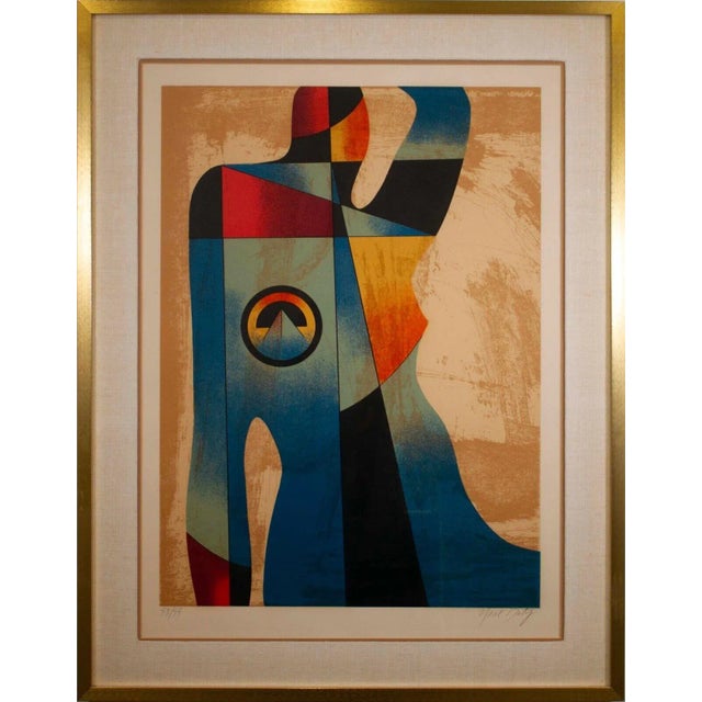 1970s Abstract Surrealist Triptych Signed Serigraph on Paper 93/99 Framed by Neal Doty - Set of 3 For Sale - Image 9 of 12