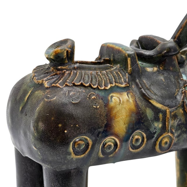 Chinese Sancai Style Drip Glaze Ceramic Horse Figure Ocarina 10.5" For Sale - Image 11 of 12