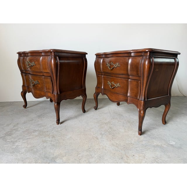 French Provincial Vintage Louis XV Style French Provincial Nightstands - A Pair For Sale - Image 3 of 17