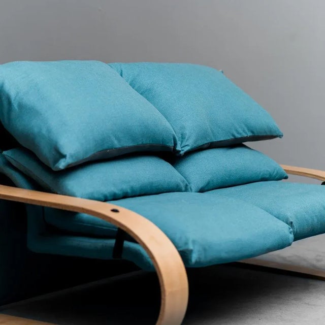 2-Seater Sofa in Blue Fabric, 1970s For Sale - Image 6 of 13