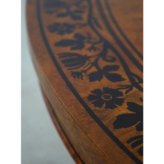Baker Burlwood Round Inlaid Center Table For Sale In Philadelphia - Image 6 of 14