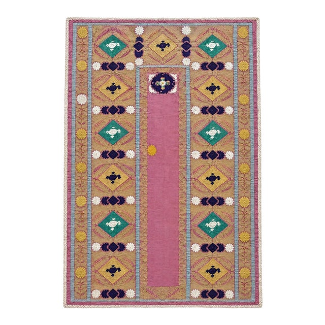 Pink Cotton Suzani Prayer Niche Wall Hanging For Sale