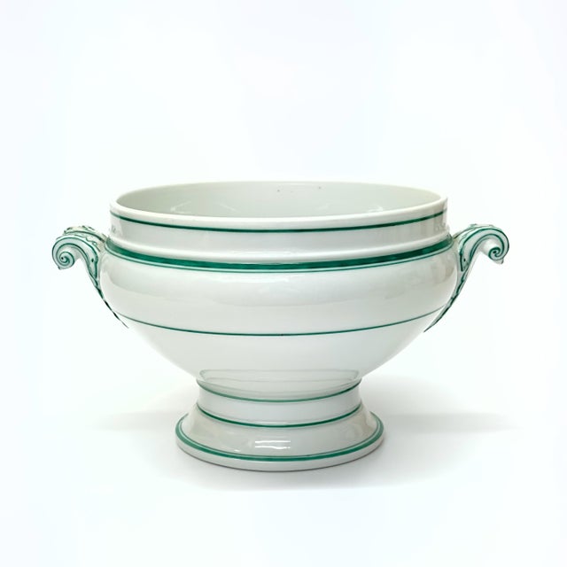 Ceramic Early 20th Century Vintage White and Green Soup Tureen For Sale - Image 7 of 10