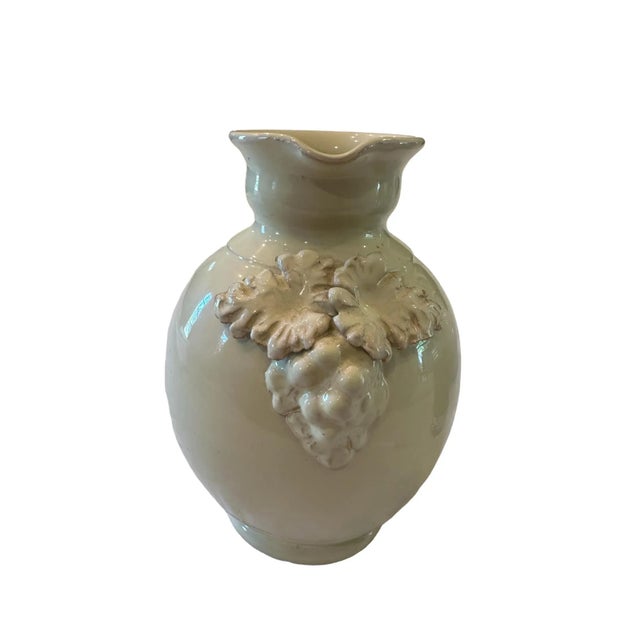 Italian Vintage Italian Ceramic Pitcher With Grape Design For Sale - Image 3 of 8