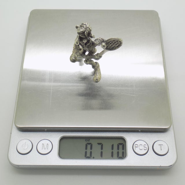 Vintage Italian Silver 800 Cartoonish Tennis Player Figurine by Raspini, Arezzo, 1970s For Sale - Image 11 of 13