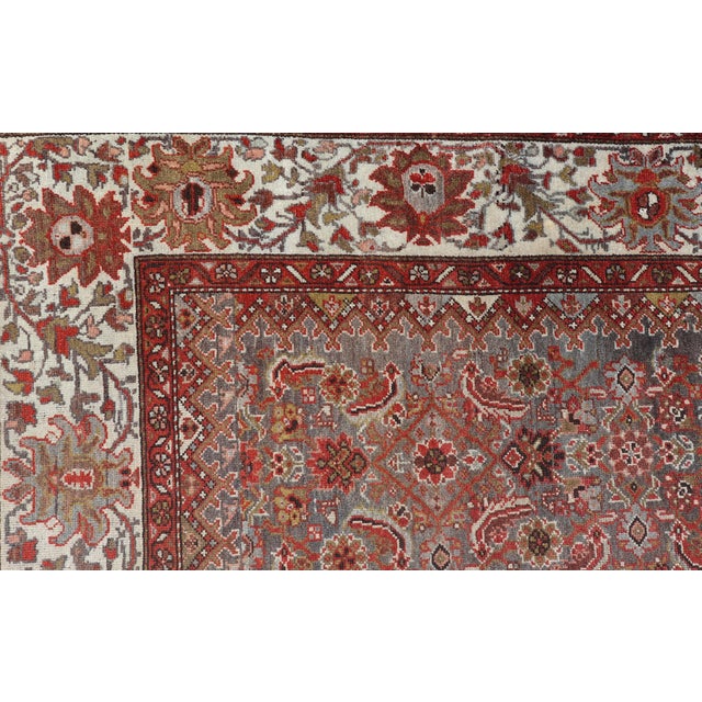 Greige Antique Persian Malayer Rug With Allover With Herati Design in Terracotta For Sale - Image 8 of 13