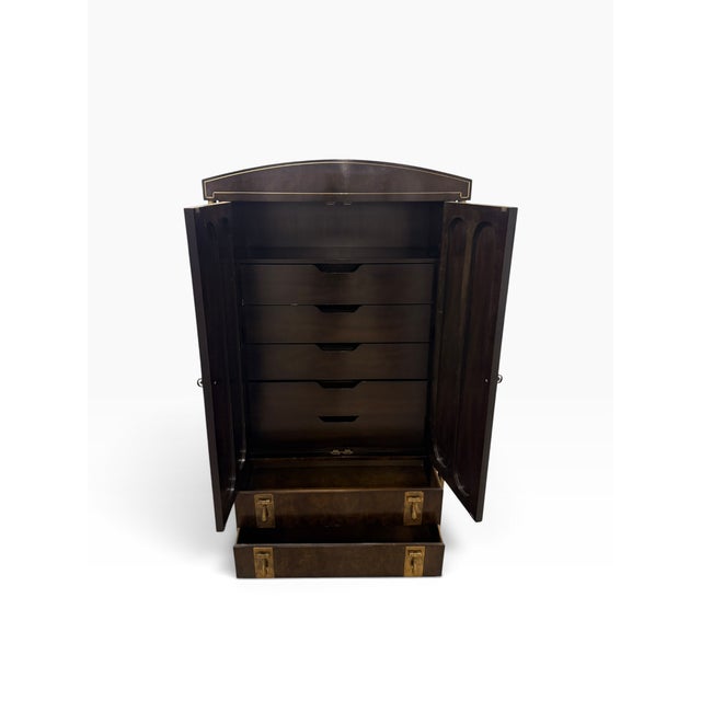 William Doezema for Mastercraft Burl Wood & Brass Armoire, 1970s For Sale - Image 9 of 14