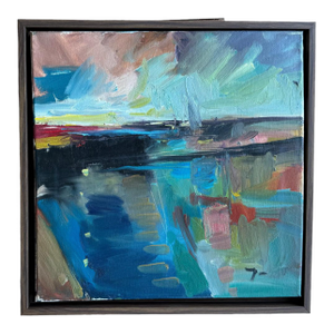 Contemporary Oil Abstract Landscape, Framed