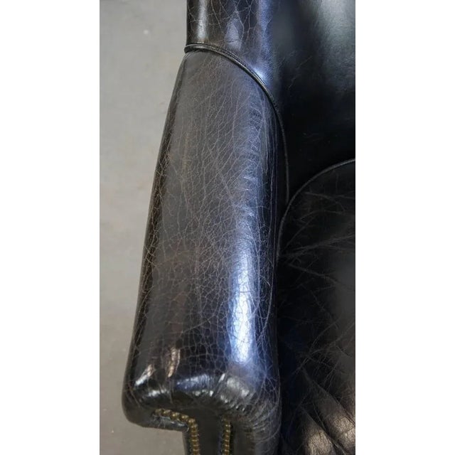 Animal Skin Black Grained Cowhide Armchair For Sale - Image 7 of 16
