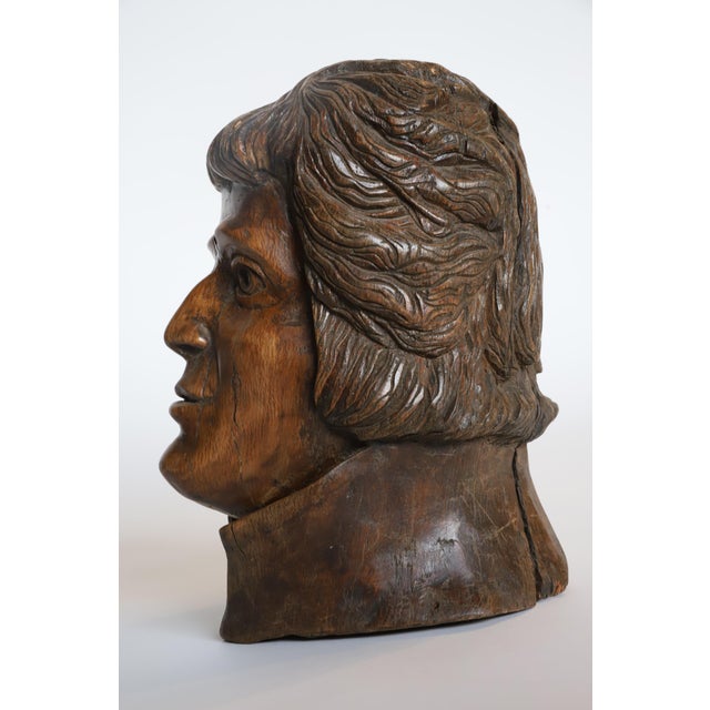 Early 20th Century Hand Carved Wooden Head Scutlpture For Sale - Image 11 of 13