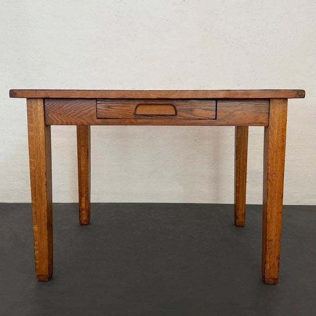 Industrial Early 20th Century Industrial Oak Library Desk For Sale - Image 3 of 10