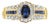 Oval Sapphire with Diamond Halo & Sapphire Diamond Accents, Size 8 For Sale