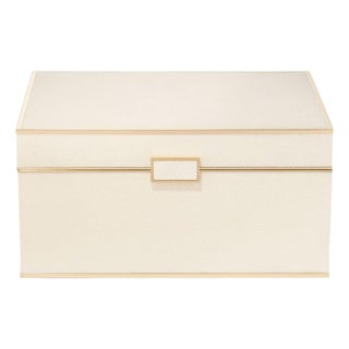 AERIN Luxe Faux Shagreen Jewelry Box, Cream For Sale