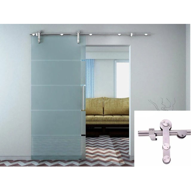 Modern For Custom Glass Door, Modern Brushed Chrome Hardware, Pic Assembled For Sale - Image 3 of 3