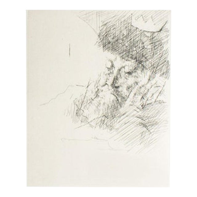 1963 “King Asa” Etching by Jack Levine For Sale