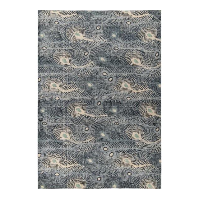 Rug & Kilim’s Oversized Plume Rug in Blue, 13x19 For Sale