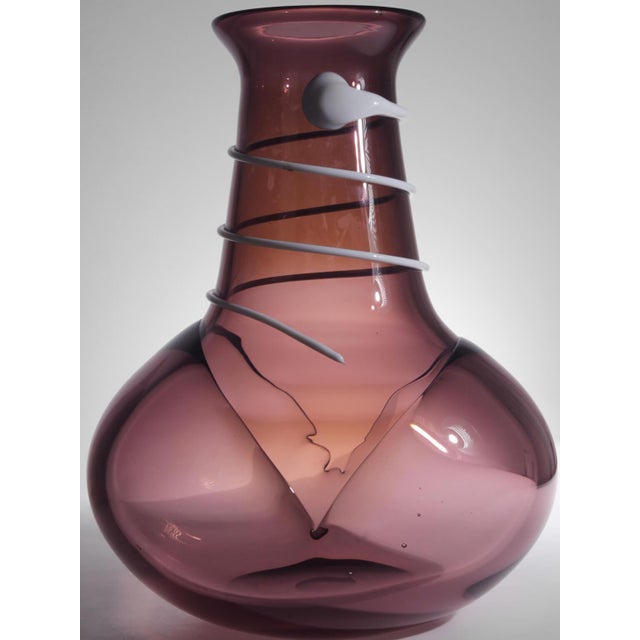 2000 - 2009 Burgundy and White Art Glass Vase by Monica Backström for Kosta Boda, 2002 For Sale - Image 5 of 6
