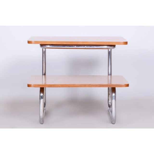 Bauhaus Coffee Table in Beech & Chrome from Mücke Melder, Czechia, 1930s For Sale - Image 4 of 9