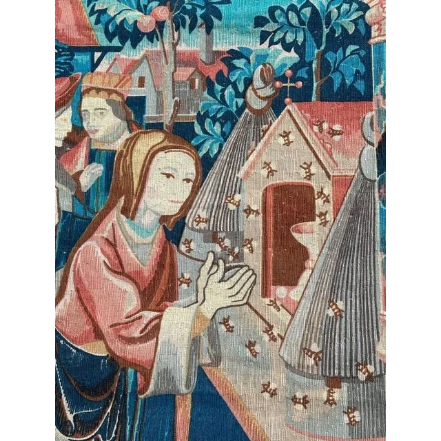 Vintage French Screen Printed Tapestry, 1970s For Sale - Image 12 of 18