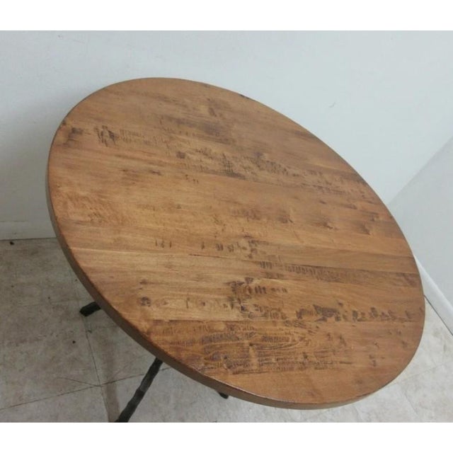 1990s Charleston Forge Hearthstone Wrought Iron Dinette Center Table Honey Suckle Maple For Sale - Image 4 of 9