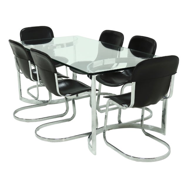 Italian Modern Dining Table and Chairs from Cidue, 1970s, Set of 7 For Sale