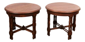 Mid-Century Faux Bamboo Side Tables - a Pair