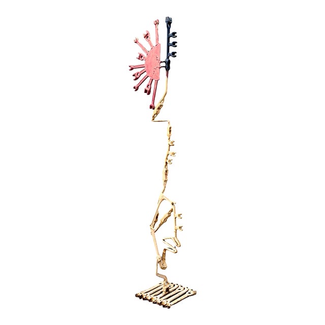 Vintage Industrial Welded Wrench Sculpture For Sale