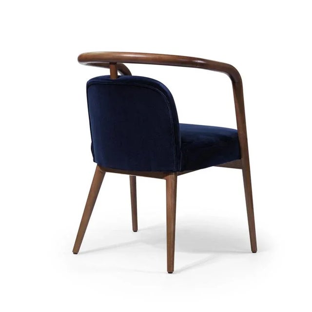 Essex Blue Velvet Chair with Arms by Javier Gomez For Sale - Image 3 of 5