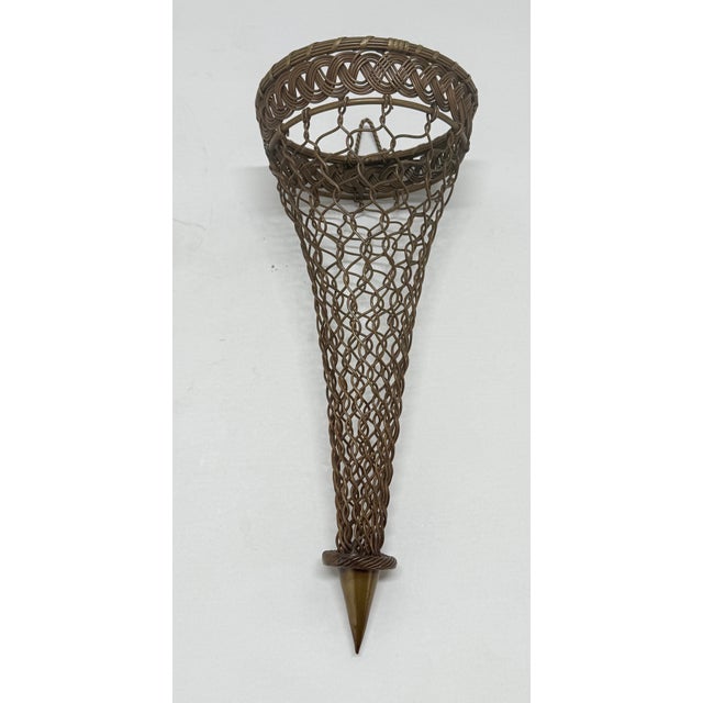 Unusual French Victorian Bronze Wire Wall Cone or Wall Bouquet Holder For Sale - Image 4 of 8