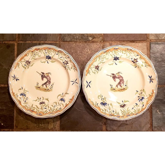 Longchamps 1920 Longchamps Dinner Plates From the Callot Series- a Pair For Sale - Image 4 of 4