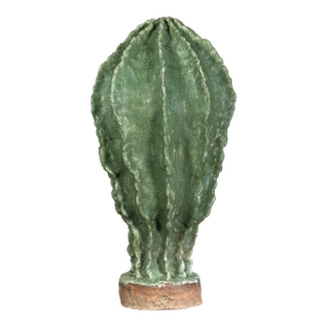 Large Italian Terracotta and Green Glazed Ceramic Cactus Sculpture
