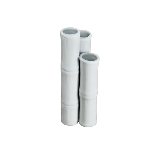Contemporary Bamboo 3 Stem Porcelain Vase For Sale - Image 3 of 6