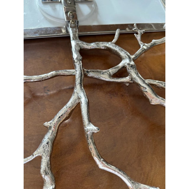 Pair of Palm Beach Estate sale, exquisite sculptural vintage stainless steel handmade tree branches shaped sconces w/...
