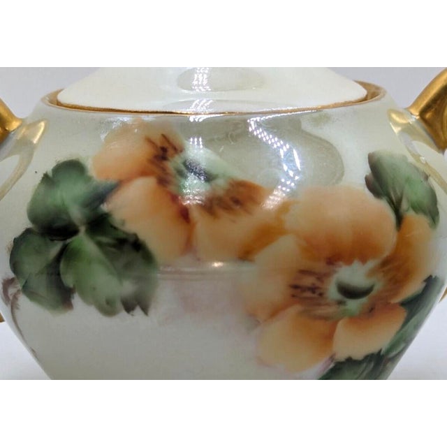 1930s Signed Ct Altwasser Floral Porcelain Creamer & Sugar With Lid For Sale - Image 6 of 17