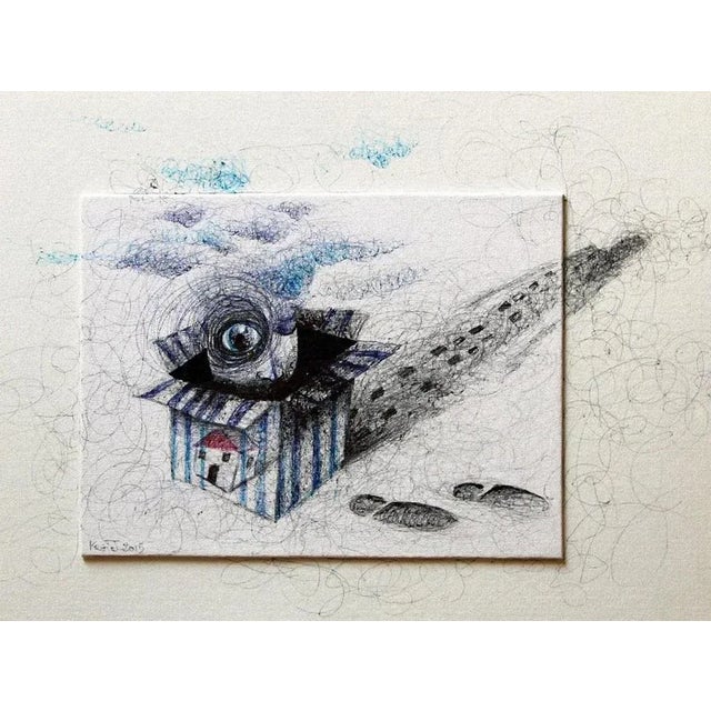 Contemporary Keziat, My House, Original Pen Drawing, 2016 For Sale - Image 3 of 3