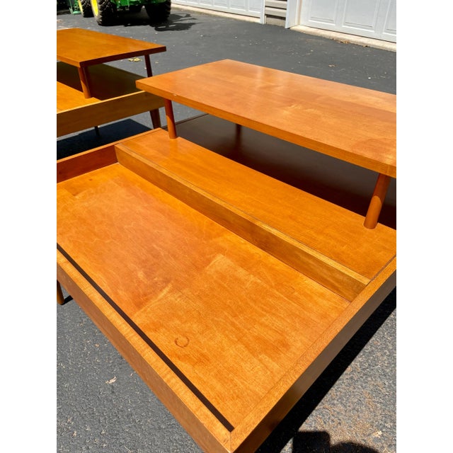 Pair of Mid-Century Modern Paul McCobb Planner Group Two-Tier Maple End Tables by Winchendon For Sale - Image 10 of 12