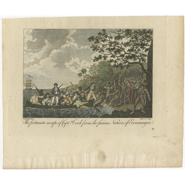 Captain Cook in the New Hebrides Tanna Landing and Erromango Escape from Bankes’s New System of Geography, 1780, Set of 2 For Sale - Image 4 of 12