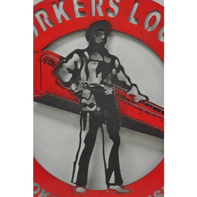 Iron Workers 361 Brooklyn & Long Island Hanging Wall Steel Black Metal Plaque For Sale - Image 4 of 12