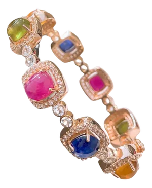 Bochic “Capri” Vintage Ruby, Multi Sapphire & Diamond-Set 18K Gold & Silver