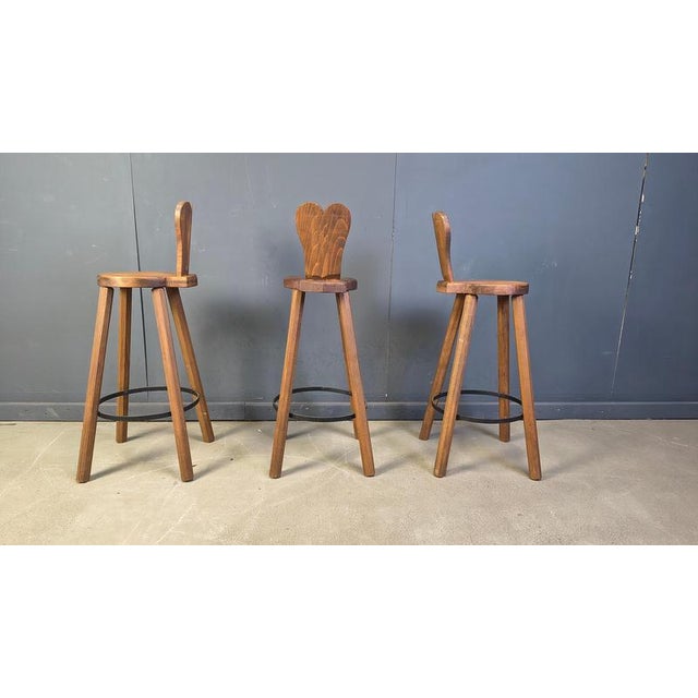 1960s Vintage Brutalist Bar Stools, 1960s, Set of 3 For Sale - Image 5 of 12