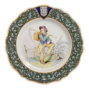 19th Century French Porquier Beau Quimper Faience Plate