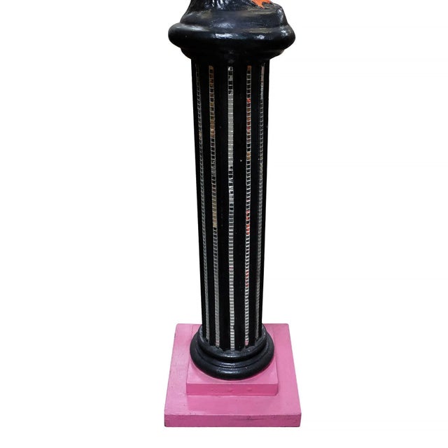 8 Foot Bespoke Flamingo on Roman Column Pedestal Mixed Media Sculpture, 2 Available For Sale In Los Angeles - Image 6 of 7