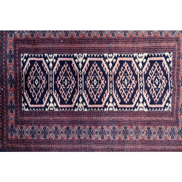 Textile 1960s, Handmade Vintage Uzbek Bukhara Rug 2.5' X 3.7' For Sale - Image 7 of 10