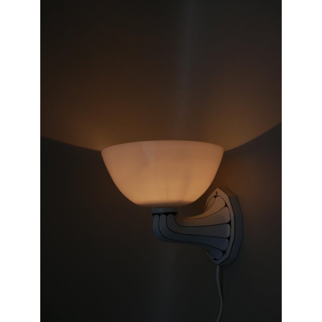 German Wall Lamp in Porcelain and White Cased Glass, 1890s For Sale - Image 6 of 18